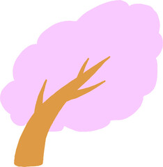 바람에 휘날리는 벚꽃 나무