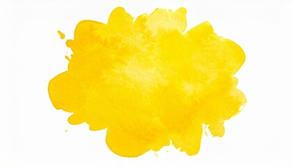 Naklejka premium Yellow watercolor blot isolated on a white background. 