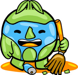 kawaii cartoon earth mascot illustration