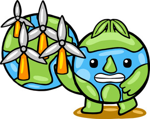 kawaii cartoon earth mascot illustration