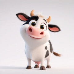 A cheerful cartoon cow with a happy expression.