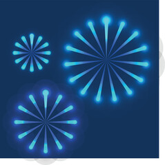 Simple Fireworks with Blue Background Vector Illustration Collection