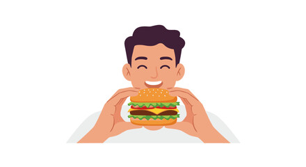 Man eating a burger illustration
