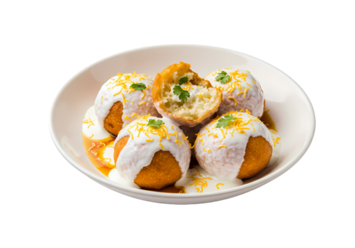 Dahi Bhalla Recipe Crispy  Creamy Indian Street Food isolated on transparent background