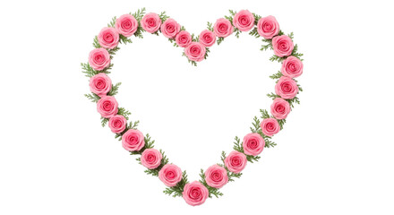 Obraz premium Heart Shaped Frame of Pink Roses on Transparent Background