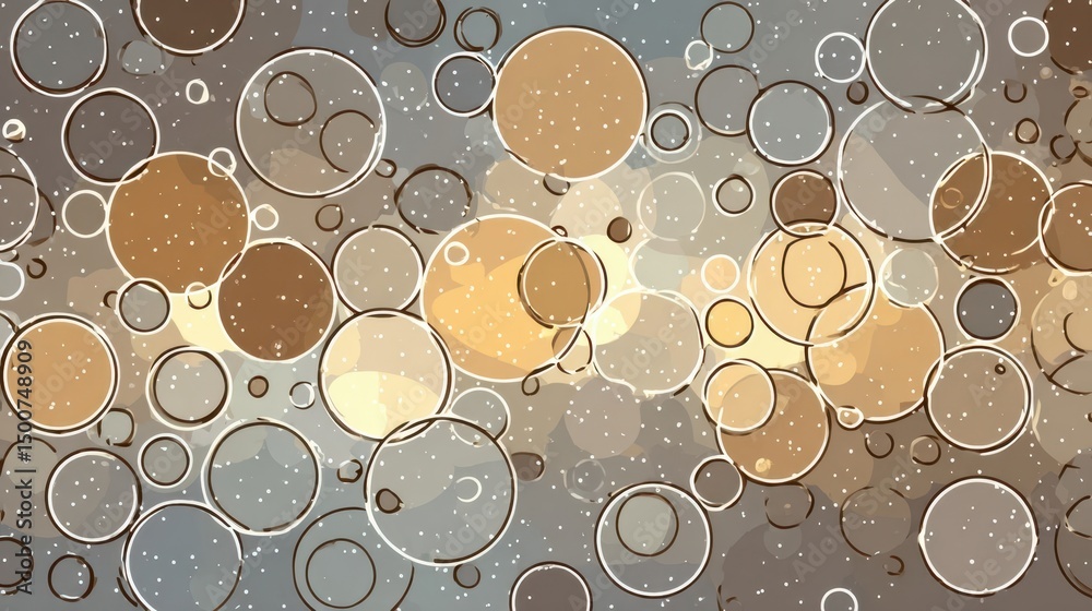 Poster abstract pattern of overlapping circles in muted tones.