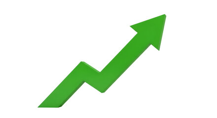 Green Upward Arrow Symbolizing Financial Growth on Transparent