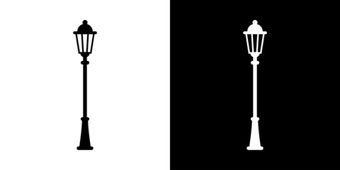 Street lamps icon. Devices for illumination of entryway, porch, walkway, path, garden, yard, park. Vector flat icon set.