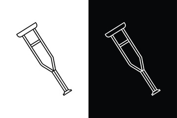 Minimal Line Crutch Icon. Professional Vector Design Element