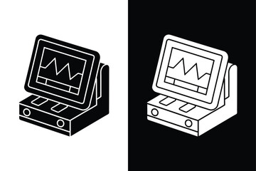 Rescue Defibrillator Icon Silhouette. Vector Flat Medical Illustration