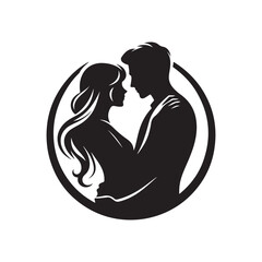 couple vector silhouette clip art logo illustration. Dating, Wedding, and Romantic Scenes. Romantic Couples Silhouette Set for Wedding Invitations & Love Themes.