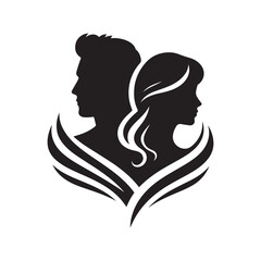 couple vector silhouette clip art logo illustration. Dating, Wedding, and Romantic Scenes. Romantic Couples Silhouette Set for Wedding Invitations & Love Themes.