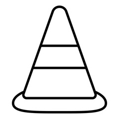 simple outline drawing of a traffic cone with horizontal stripes.