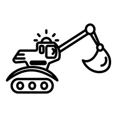 Illustrates an excavator, a heavy construction machine, with its prominent digging arm and bucket, indicating construction or excavation work.