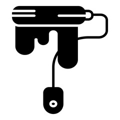solid black illustration of a caulking gun with sealant oozing out.