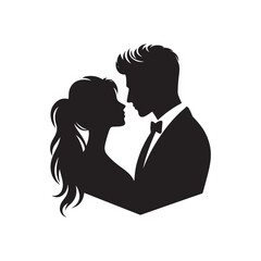 couple vector silhouette clip art logo illustration. Dating, Wedding, and Romantic Scenes. Romantic Couples Silhouette Set for Wedding Invitations & Love Themes.