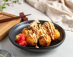 皿に盛り付けられた和モダンのたこ焼き