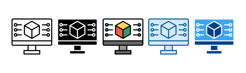 Simulation Icon Set Multiple Style Collection