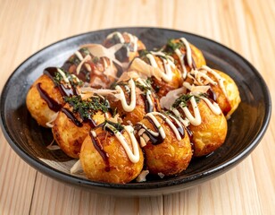皿に盛り付けられた和モダンのたこ焼き