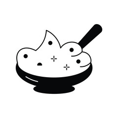 sour cream glyph outline icon with white background vector stock illustration