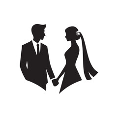 couple vector silhouette clip art logo illustration. Dating, Wedding, and Romantic Scenes. Romantic Couples Silhouette Set for Wedding Invitations & Love Themes.