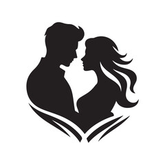 couple vector silhouette clip art logo illustration. Dating, Wedding, and Romantic Scenes. Romantic Couples Silhouette Set for Wedding Invitations & Love Themes.