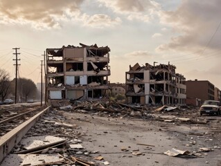 destruction and Despair in War-Torn Urban Landscape