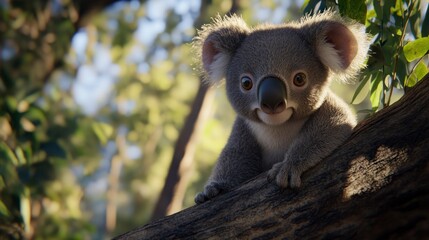 Fototapeta premium Cute koala cub in a tree
