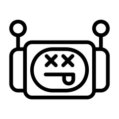 A collection of icons containing facial expressions that are formed into robot emojis, happy, sad, funny, silly and happy