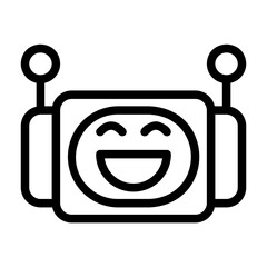 A collection of icons containing facial expressions that are formed into robot emojis, happy, sad, funny, silly and happy
