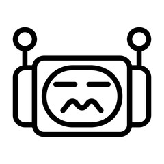 A collection of icons containing facial expressions that are formed into robot emojis, happy, sad, funny, silly and happy