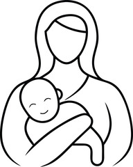 Mom and baby line art vector logo design 