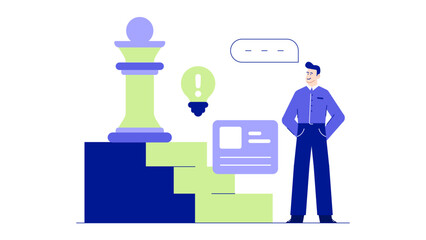 Man and woman with chess piece. Suitable for strategic business concepts, teamwork, leadership, game strategy, partnership, and competition themes.