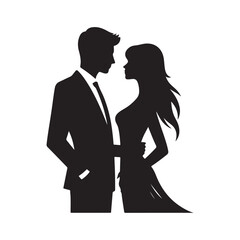 couple vector silhouette clip art logo illustration. Dating, Wedding, and Romantic Scenes. Romantic Couples Silhouette Set for Wedding Invitations & Love Themes.
