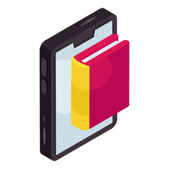 Book inside smartphone, icon of mobile education