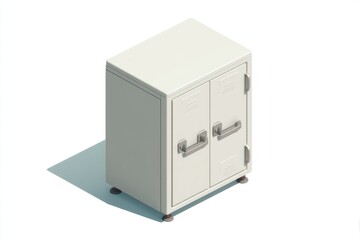 Isometric Design of a Medicine Cabinet Featuring Safety Locks and a Minimalistic Top Section Suitable for Healthcare Environments