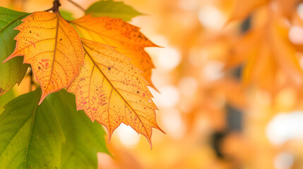Populus tremula autumn leaf. Caragana arborescence leaf. Autumn. Watercolor background.