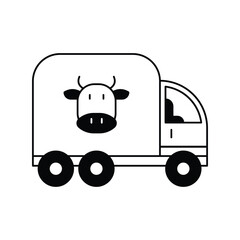 truck glyph outline icon with white background vector stock illustration