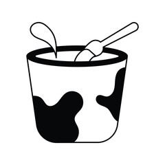yougurt glyph outline icon with white background vector stock illustration