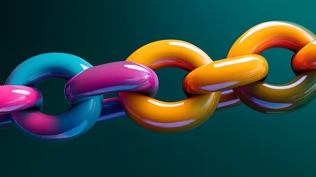 Colorful, glossy links forming a chain.