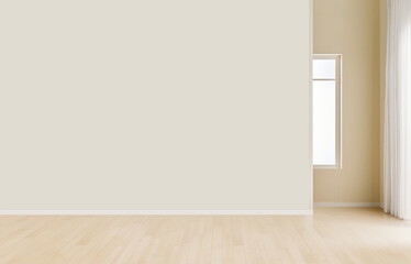 Empty luxury modern Room with a large window and Natural Light, Modern interior design with a light...