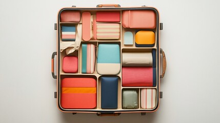 Organized Suitcase: A visually pleasing composition of packed travel essentials