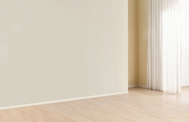 Empty luxury modern Room with a large window and Natural Light, Modern interior design with a light empty mock-up wall. 