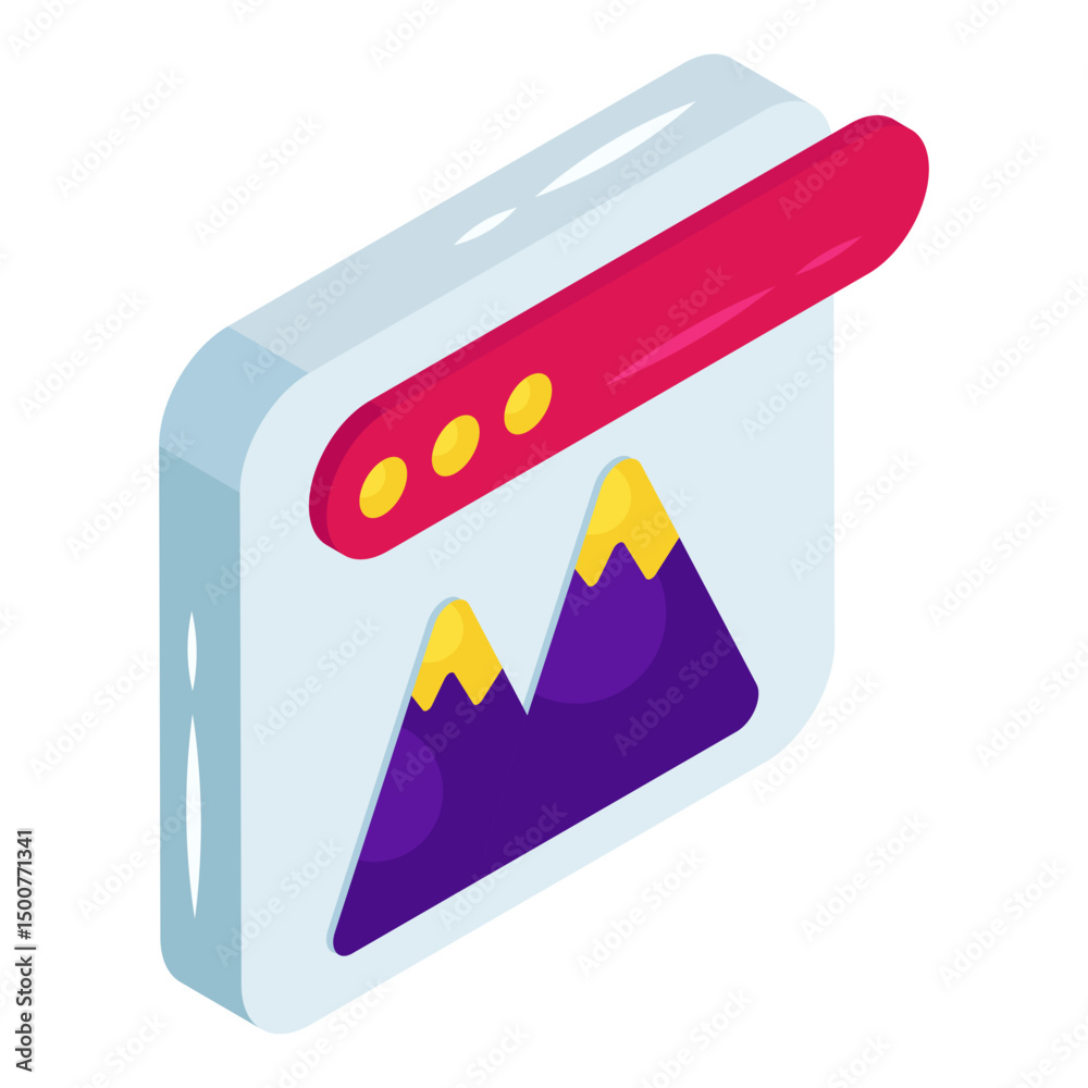 Wall mural conceptual isometric design icon of web landscape