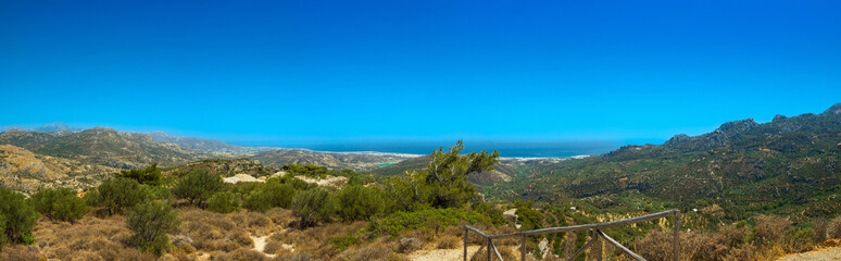 Panoramic view of the coast along Libyan Sea and plateau (Viewpoint Cretan and Libyan Sea, near Kalamafka, Crete, Greece)