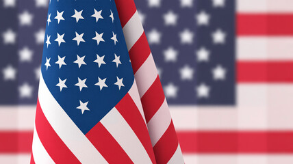 Fototapeta premium A patriotic American flag, a national symbol of freedom, waves with its red, white, and blue stars and stripes, representing the United States