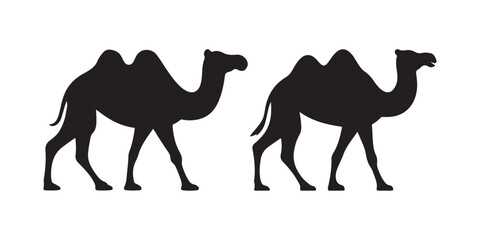 Simple Black Camel Silhouette Vector Icon for Desert Themes and Travel Designs
