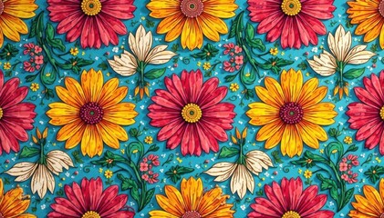 Intricate floral pattern, repeating seamlessly , purple, botanical