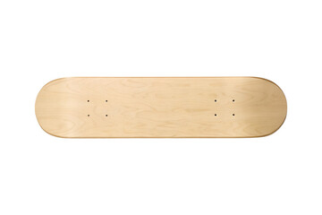 Overhead View of a Bare Wooden Skateboard Deck Ready for Customization