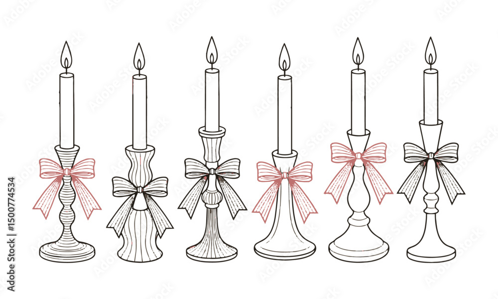 Fototapete modern vector illustration featuring a collection of elegant candle holders, easily editable and sca